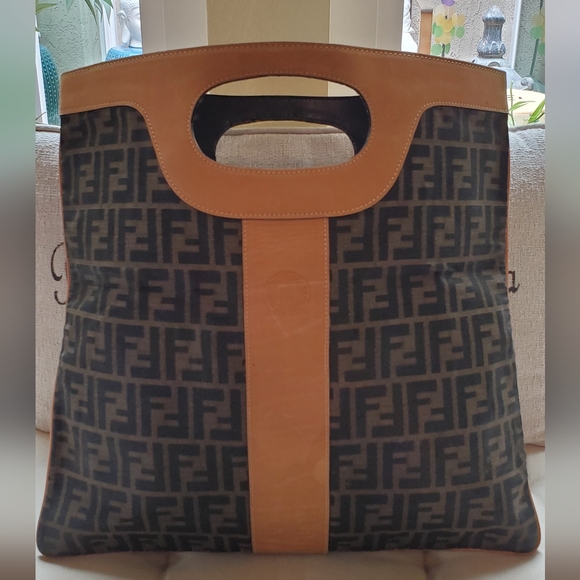 Fendi Vintage Zuccino Foldover Clutch/Tote - Picture 12 of 13